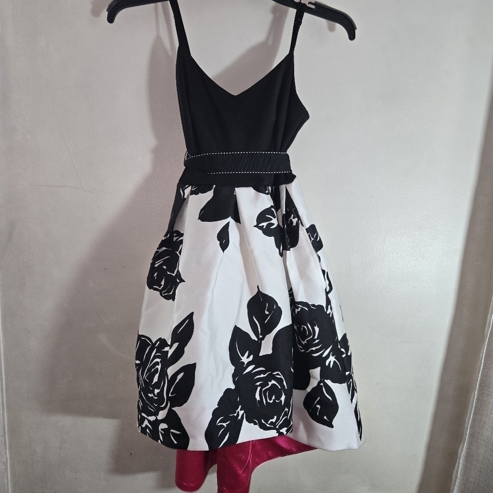 Teeze Me Black and White Floral High-Low Dress - Picture 3 of 5